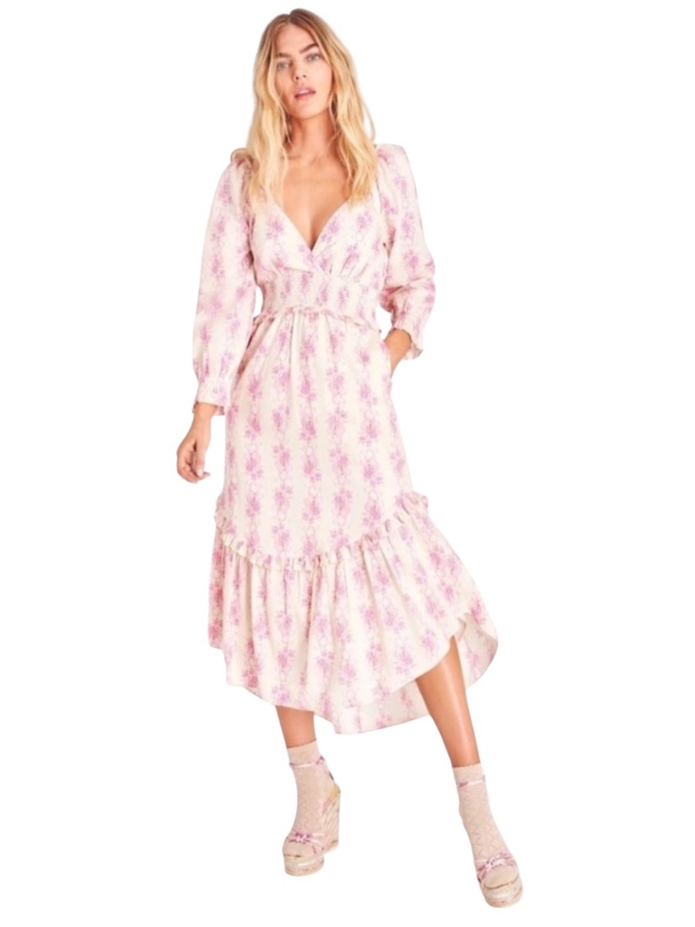 LoveShackFancy Firefly Dress – Pink Floral Maxi Dress